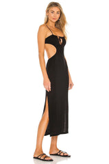 WeWoreWhat Ruched Cutout Maxi Dress in Black - size M