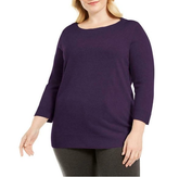 Karen Scott Plus Size Ballet Neckline Sweater in Purple Dynasty