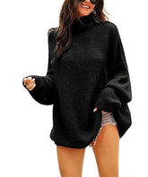 Abyoxi Black Oversize Turtleneck Top