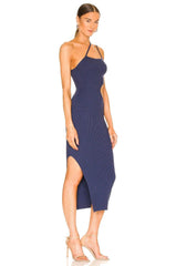 h:ours Evelyne Cut Out Knit Dress in Midnight Blue - sizes XS-L