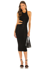 Michael Costello Athena Midi Dress in Black - size XXS