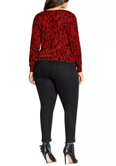 City Chic Trendy Plus Size Leopard-Print Sweater in Lust Leopard Red