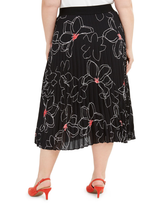 Alfani Plus Size Black Floral Printed Pleated Midi Skirt - size 1X