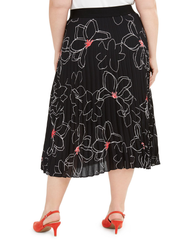 Alfani Plus Size Black Floral Printed Pleated Midi Skirt - size 1X