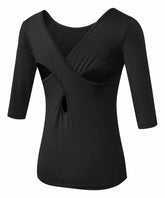 Nicole G Scoop Neck Crisscross Black Tee size M