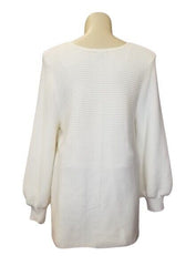 Alfani Plus Size White Ottoman-Stitch Sweater in Cloud