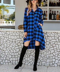 Camisa Buffalo Check Hi-Low Pocket Shirt Dress size XXL