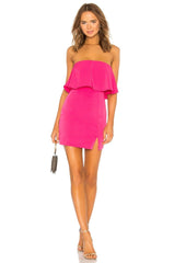 superdown Catalina Ruffle Tube Mini Dress in Hot Pink - size XXS - Modified