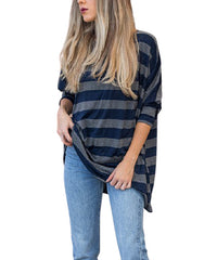 Tickled Teal Striped Oversized Sleeve Tunic size 1X