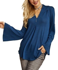 Suzanne Betro Pleated V-Neck Tunic size L