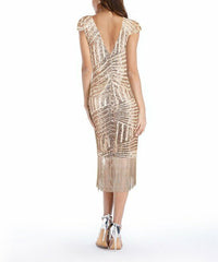 Vicky and Lucas Geometric Sequin Midi Dress size L