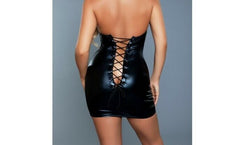 Be Wicked 1 Piece Leather Look Yara Dress Corset Back L