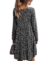 Gaovot B&W Dot Tiered Shift Dress size M