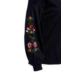 Kate C Floral Embroidered Bishop-Sleeve Top size S