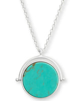 Lucky Brand Silver-Tone Stone Flip-Charm Pendant Necklace