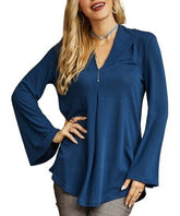 Suzanne Betro Pleated V-Neck Tunic size L