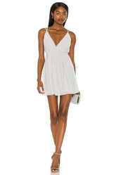 Michael Costello x REVOLVE Etta Mini Wrap Dress in Baby Blue - size XS