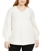 Alfani Plus Size White Ottoman-Stitch Sweater in Cloud