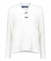Karen Scott White Hardware Henley Sweater
