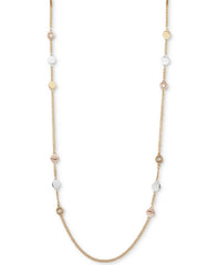 DKNY Tri-Tone Crystal & Logo Disc 42" Necklace