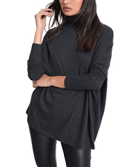 Milan Kiss Anthracite Turtleneck Top size L