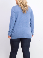 Karen Scott Plus Size V-Neck Sweater in Blue Heather Denim