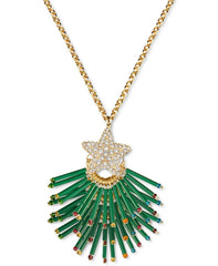 INC International Concepts Gold Pave Star Beaded Tree Top Pendant Necklace