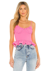 superdown Cadence Ruffle Cami Top in Hot Pink - size XL - Modified