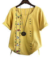 E-Retro Floral Button-Detail Top size XXL