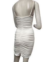 superdown Milani Ruched Mini Dress in White - size S - Modified