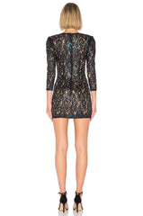 MAJORELLE Houston Dress in Oyster-Allover lace sequin embellishments-sizes XS, S