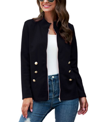 Romantichut Black & Gold Zip-Up Military Jacket