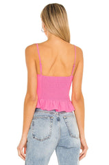 superdown Cadence Ruffle Cami Top in Hot Pink - size XL - Modified