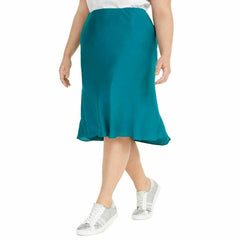 INC International Concepts Plus Size Bias-Cut Teal Midi Skirt - sizes 2X, 3X, 4X
