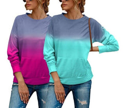 Baisico Gray Gradient Pocket Crewneck Pull over - Blue or Pink