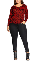 City Chic Trendy Plus Size Leopard-Print Sweater in Lust Leopard Red