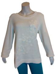 Style & Co. Winter White Embroidered Flower Sweater