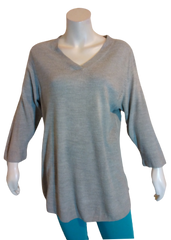 Karen Scott Smoke Grey Heather V-Neck Sweater