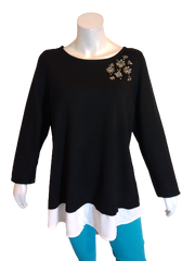 Charter Club Deep Black Rhinestone Studded Top