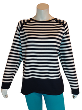 Karen Scott Woman Black & White Striped Sweater