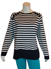 Karen Scott Woman Black & White Striped Sweater