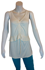 42pops Cream Ruched Tee 95% Rayon, 5% Spandex