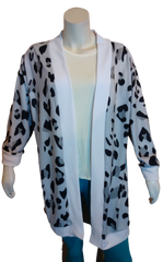 Floral Blooming Grey Animal Print Cardigan