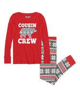 Nap Chat Family Red & Gray Fair Isle Snowflake 'Cousin Crew' Jogger Pajama Set