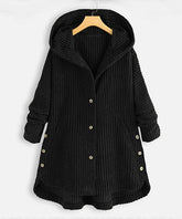 Smoke in the Mirror Black Ribbed Button-Up Hooded Jacket