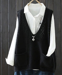 CELLABIE Black Knit Pocket V-Neck Vest