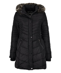 YMI Black Jaleesa Hooded Longline Puffer Coat
