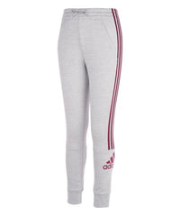 Adidas Light Gray and Red Stripe-Accent Sweatpants