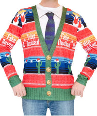 Faux Real Red 'Feliz Navidad' Cardigan Tee