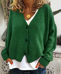 Knoeasy Drop-Shoulder Crop Cardigan - Dark Green